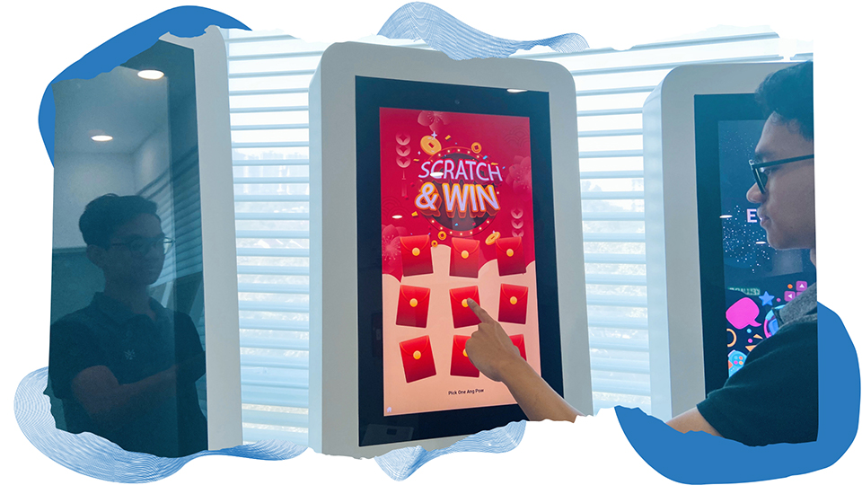 Digital Scratch Lottery Interface - Participants virtually scratch off tickets for a chance to win prizes, adding excitement to the event.